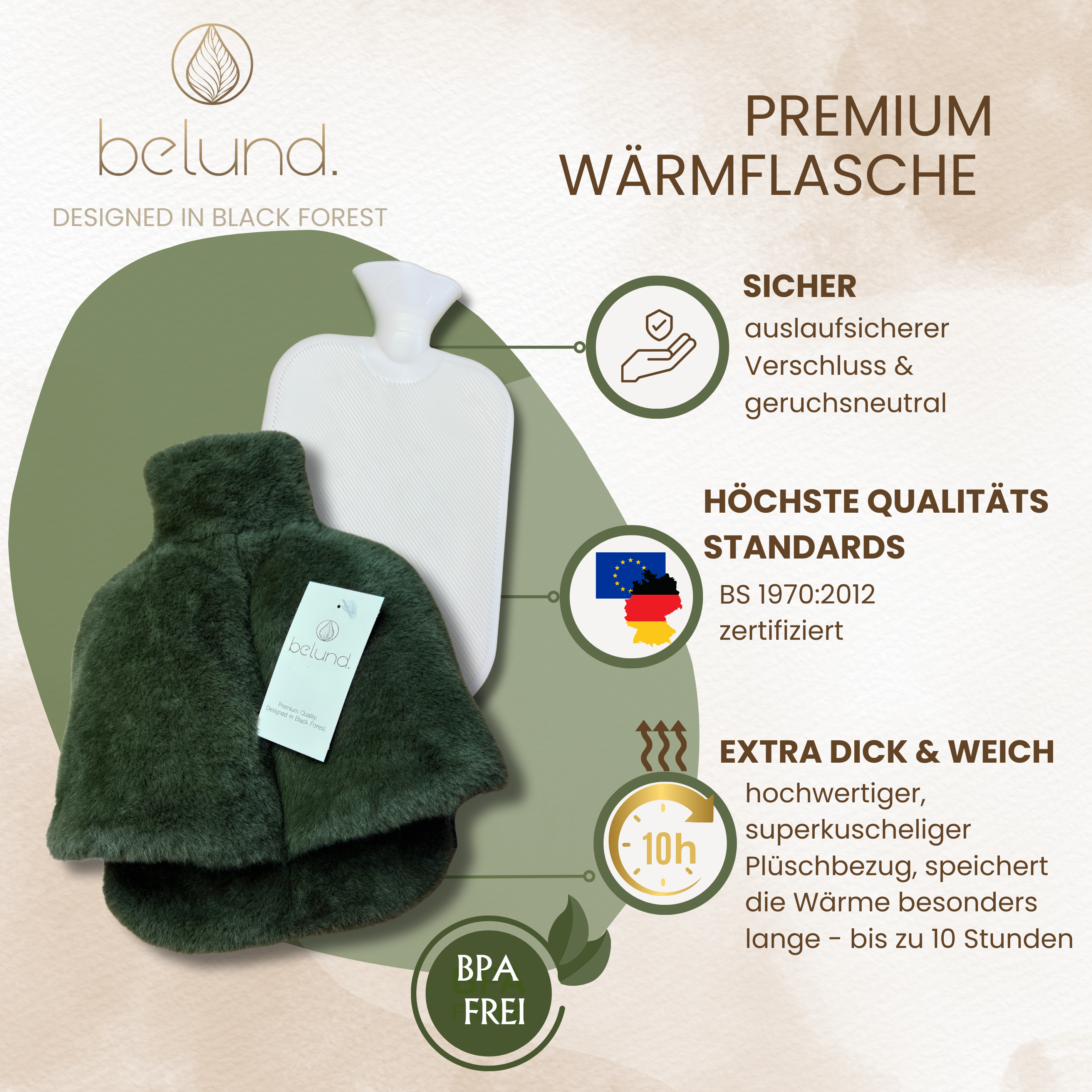 2 in 1- Wärmflasche und Fußwärmer (Forest Green)