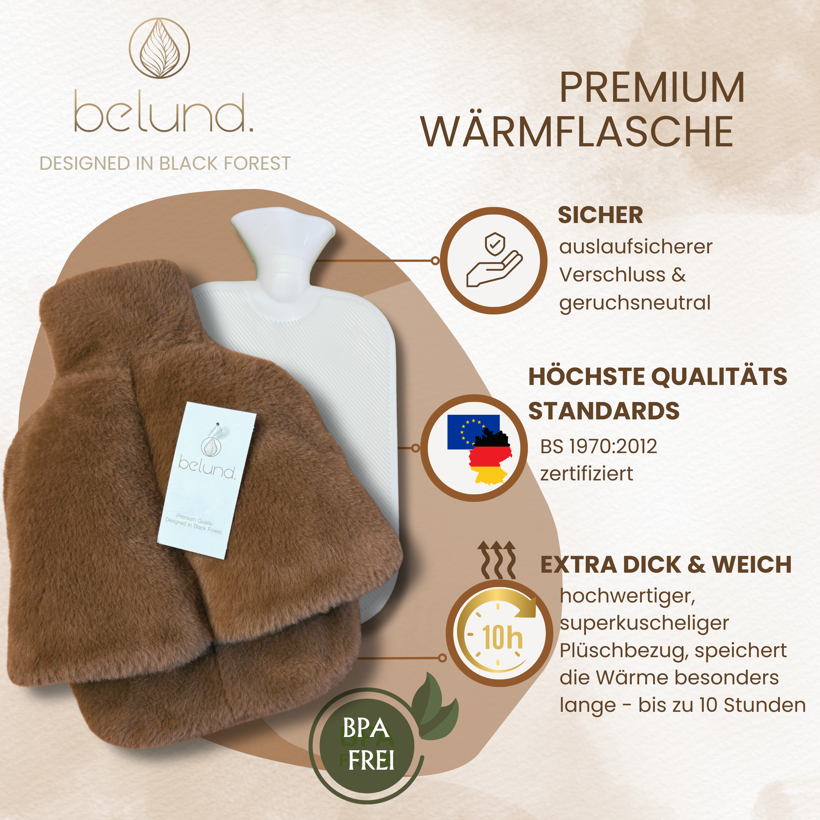 2 in 1- Wärmflasche und Fußwärmer (Caramel Brown)