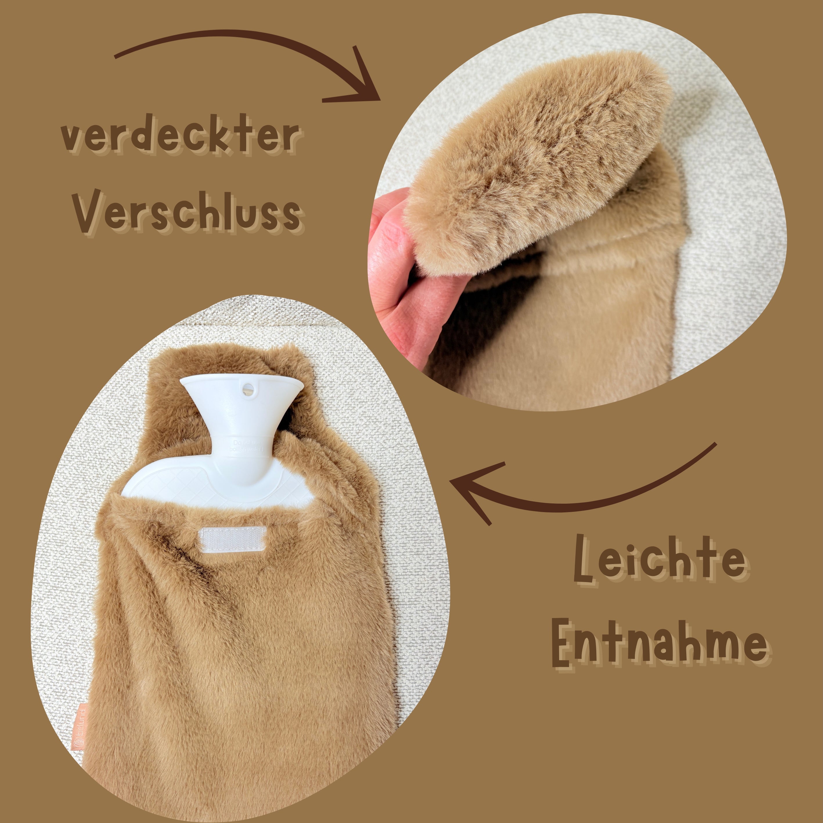 Flauschige Wärmflasche mit Geschenkverpackung (Caramel Brown)