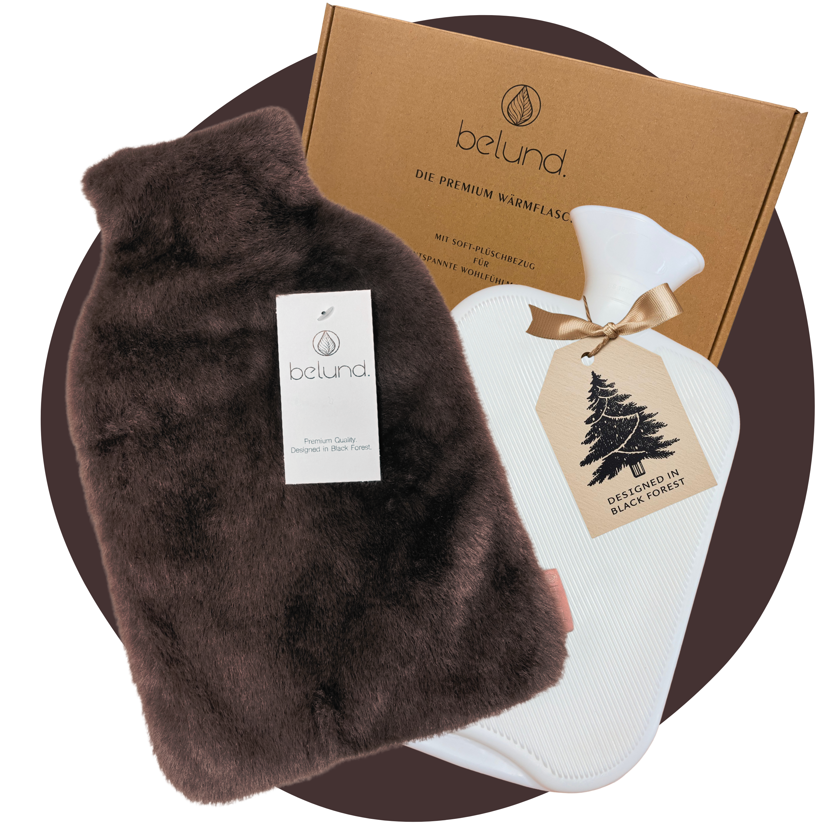 Flauschige Wärmflasche mit Geschenkverpackung (Espresso Brown)