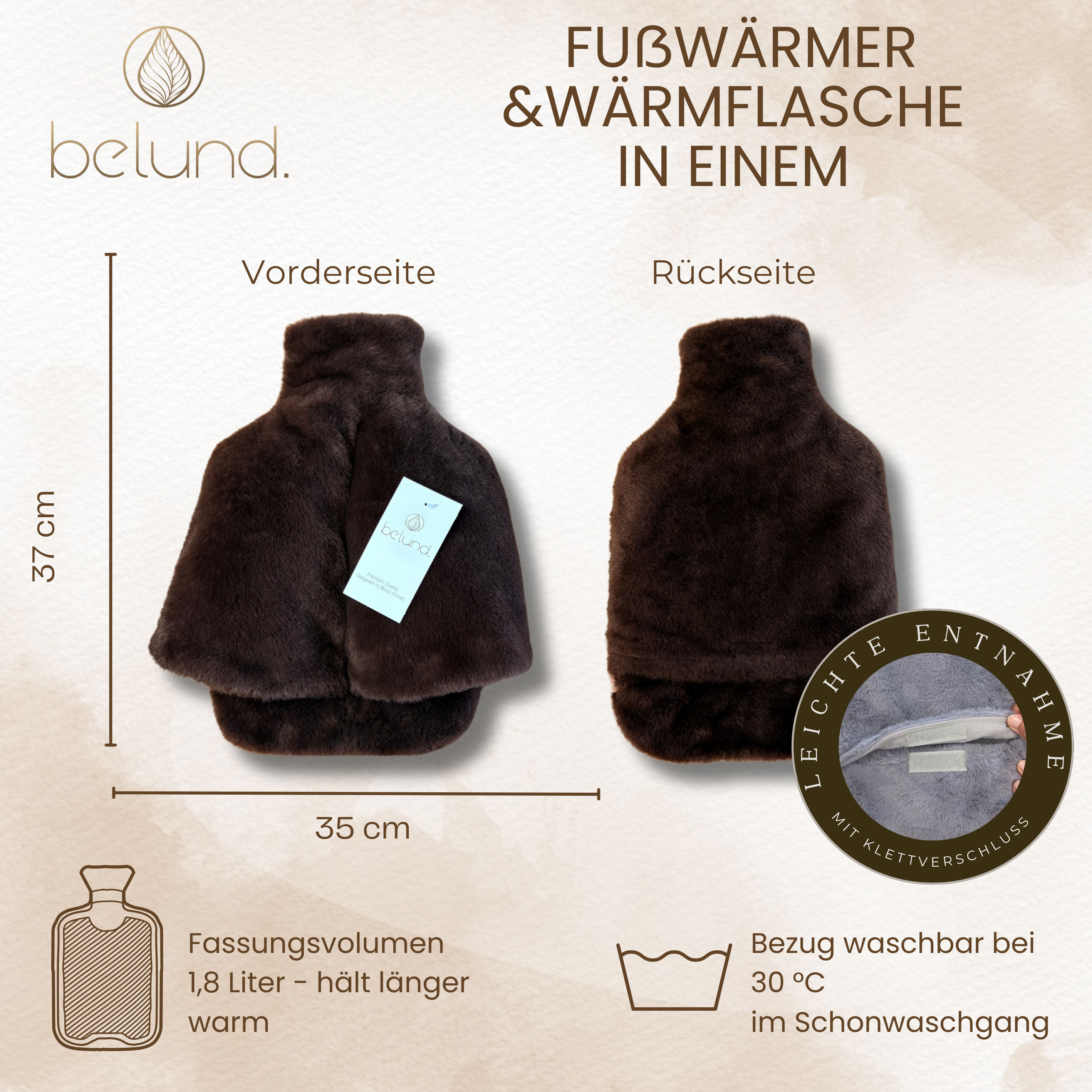 2 in 1- Wärmflasche und Fußwärmer (Espresso Brown)