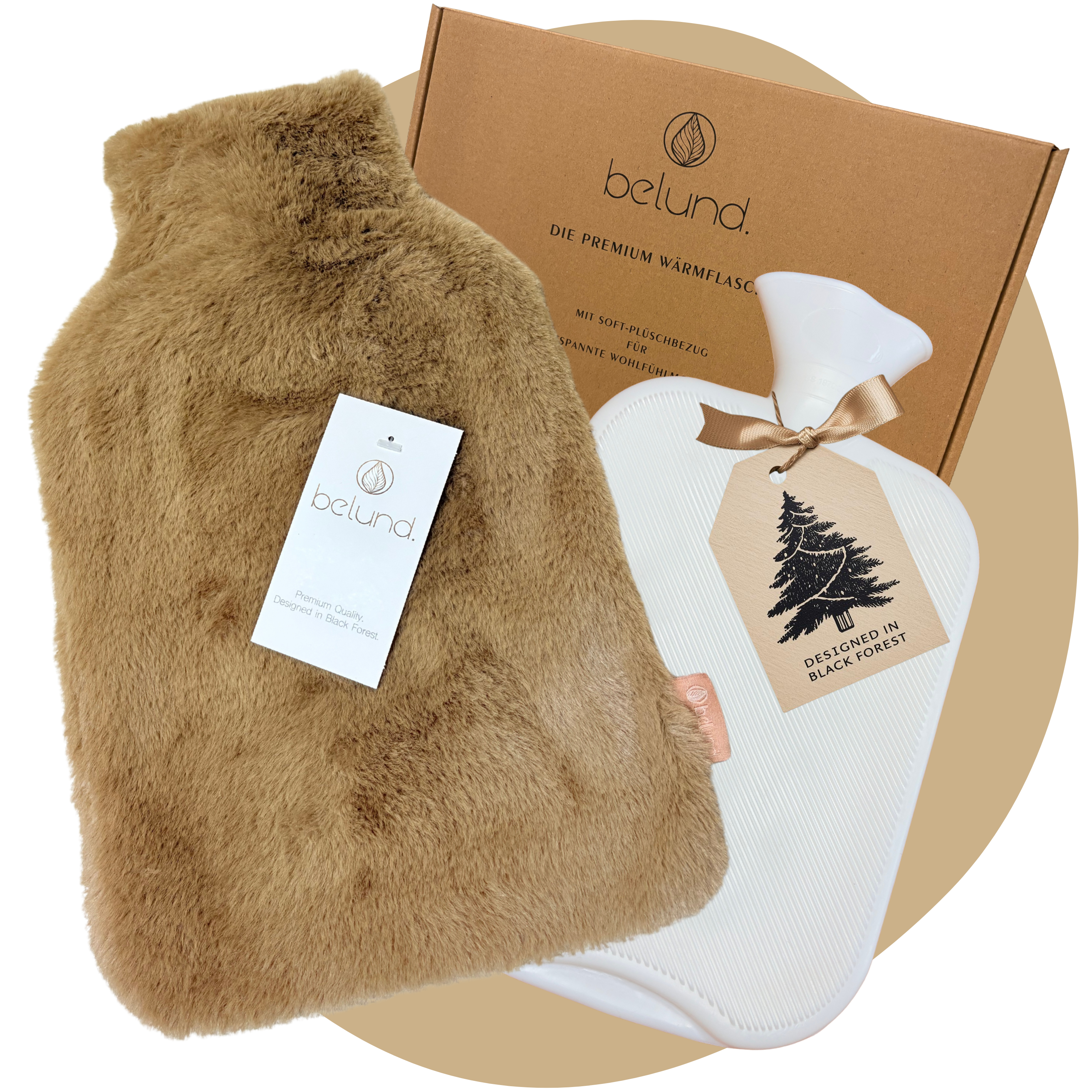 Flauschige Wärmflasche mit Geschenkverpackung (Caramel Brown)