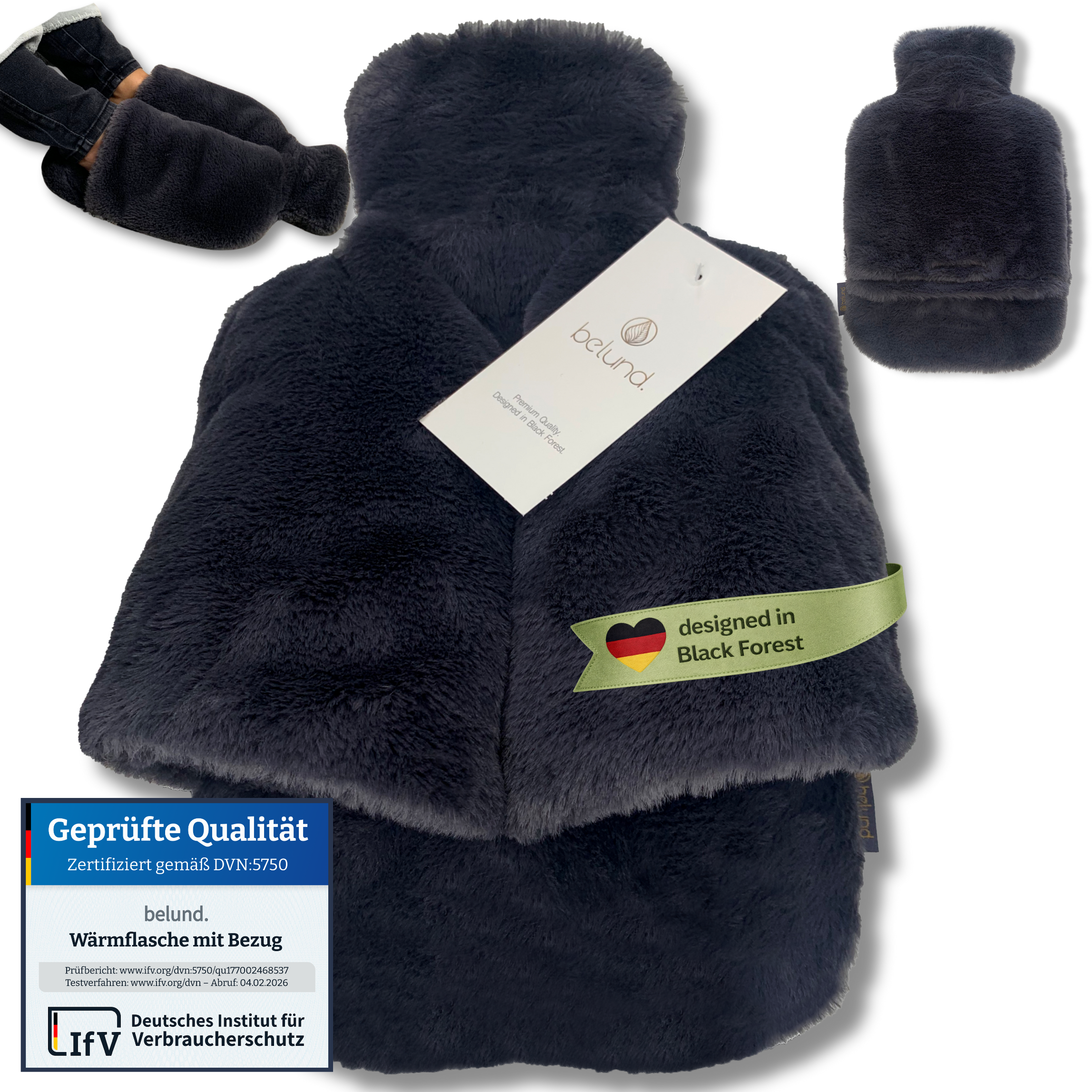 2 in 1- Wärmflasche und Fußwärmer (Anthrazit)